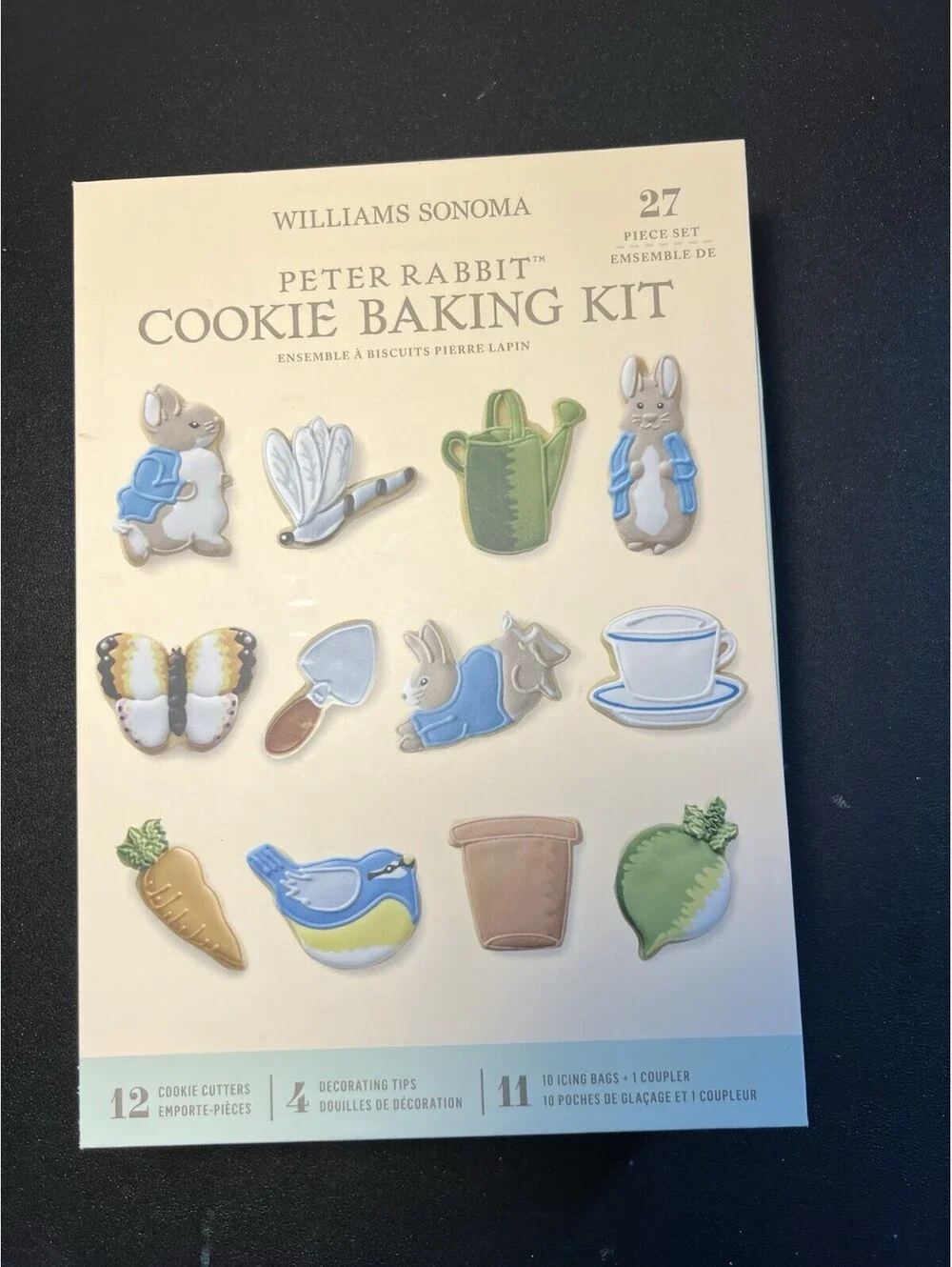 NIB Williams Sonoma 2020 Peter Rabbit Cookie Baking Kit 27 Piece Set, 7.5x10”